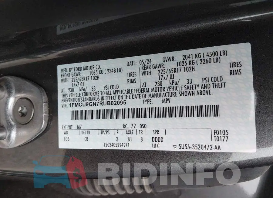 1FMCU9GN7RUB02095 Photo# 9