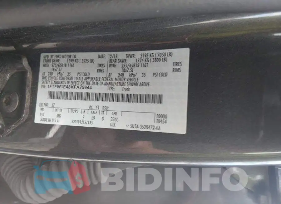 1FTFW1E48KFA75944 Photo# 9