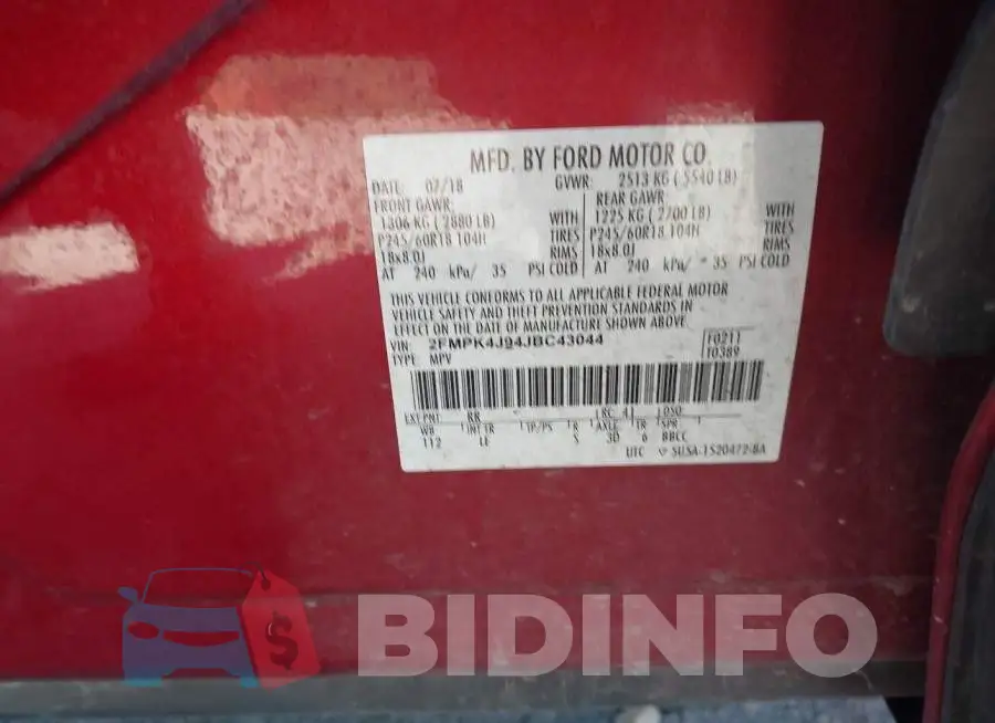 2FMPK4J94JBC43044 Photo# 9