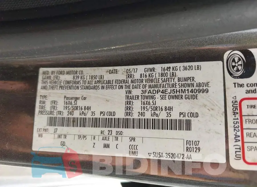 3FADP4EJ5HM140999 Photo# 9