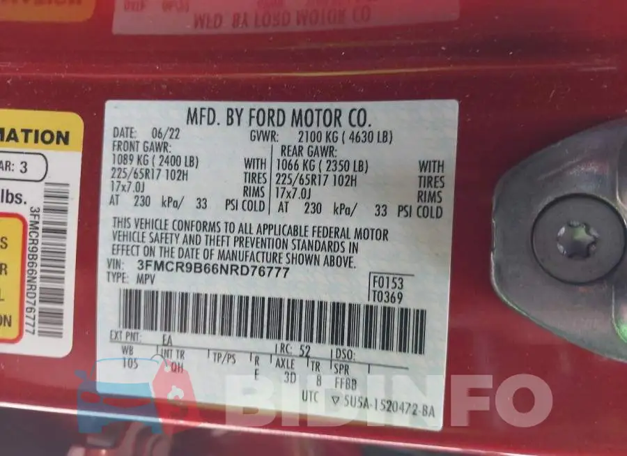 3FMCR9B66NRD76777 Photo# 9
