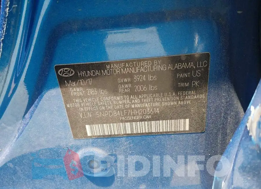 5NPD84LF7HH203614 Photo# 9
