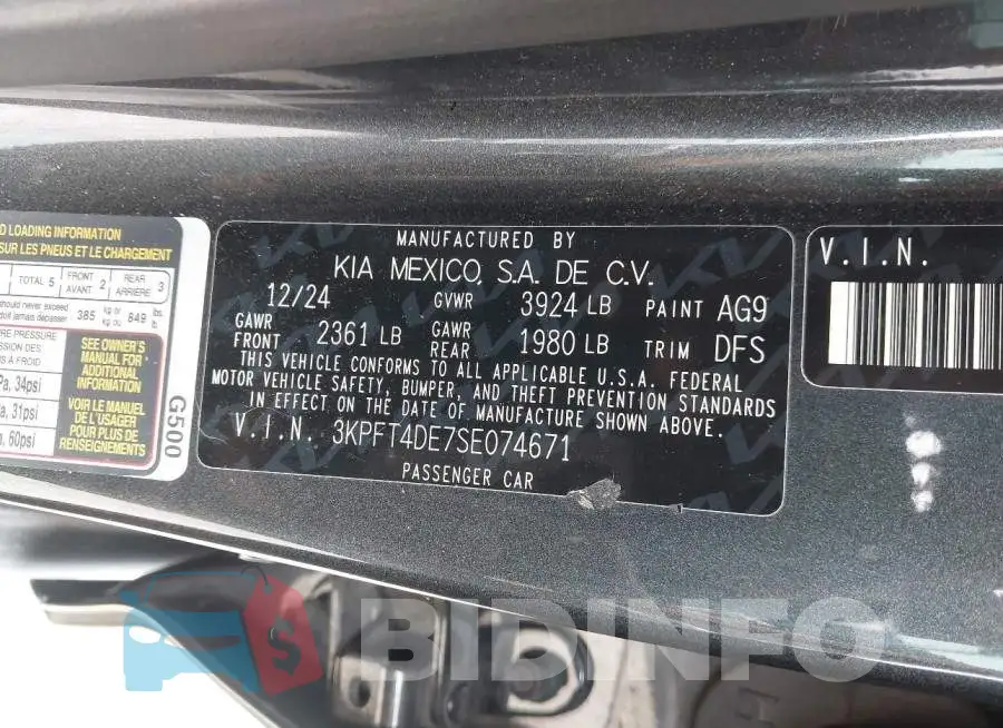 3KPFT4DE7SE074671 Photo# 9