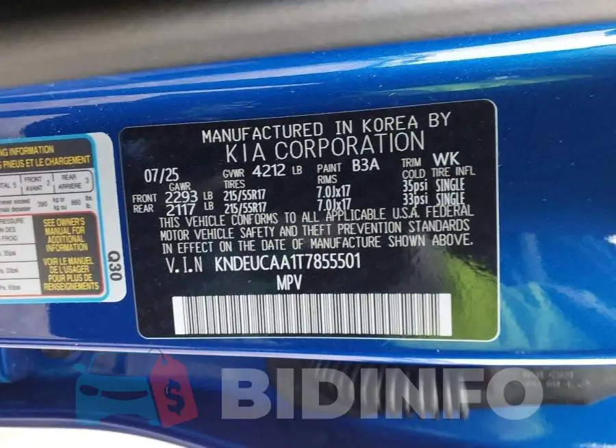 KNDEUCAA1T7855501 Photo# 9