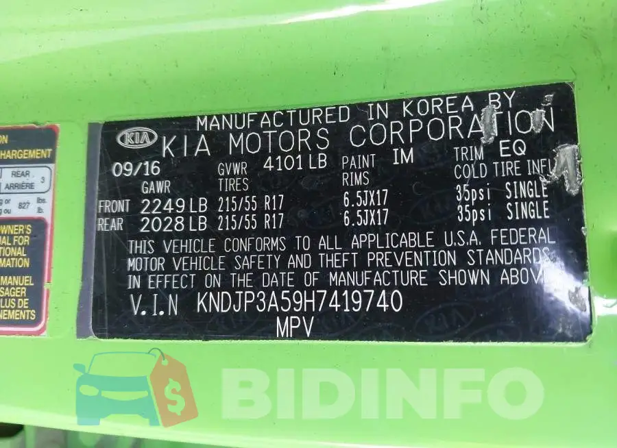KNDJP3A59H7419740 Photo# 9