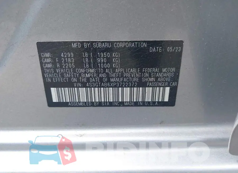 4S3GTAB6XP3722372 Photo# 9