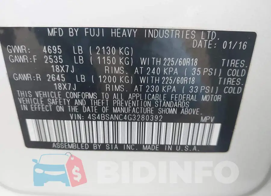 4S4BSANC4G3280392 Photo# 9