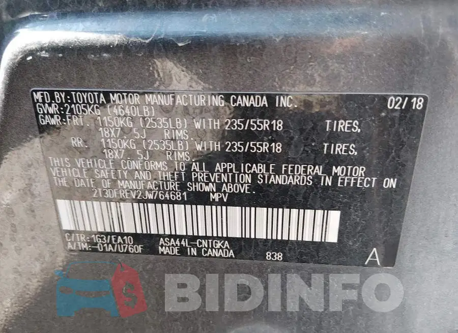 2T3DFREV2JW764681 Photo# 9
