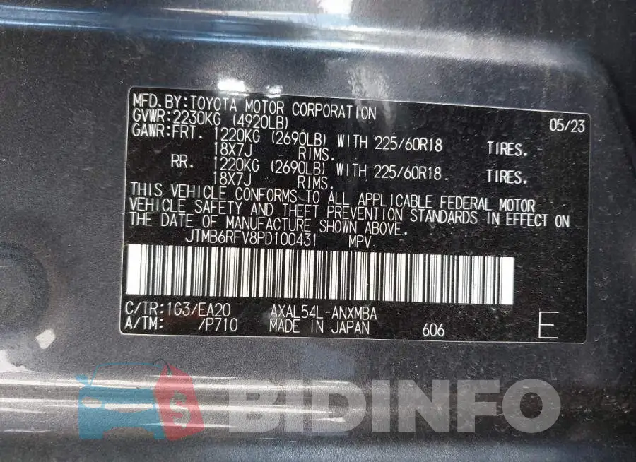 JTMB6RFV8PD100431 Photo# 9