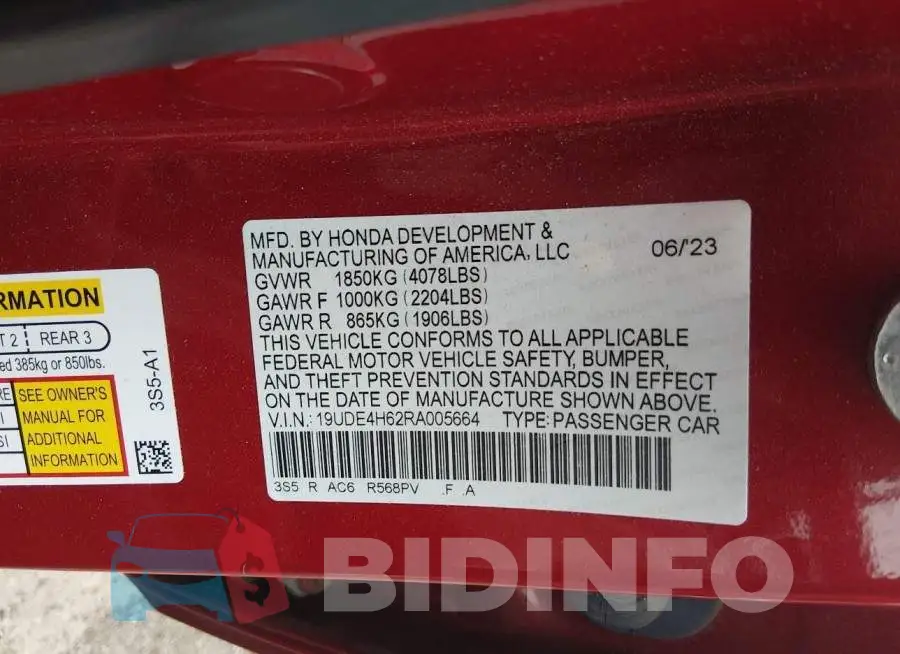 19UDE4H62RA005664 Photo# 9