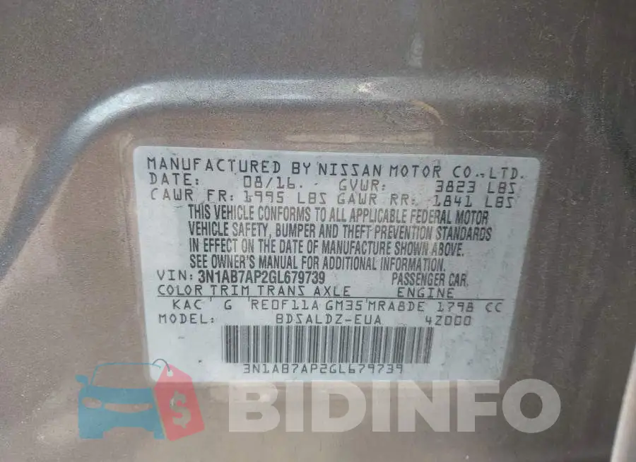 3N1AB7AP2GL679739 Photo# 9