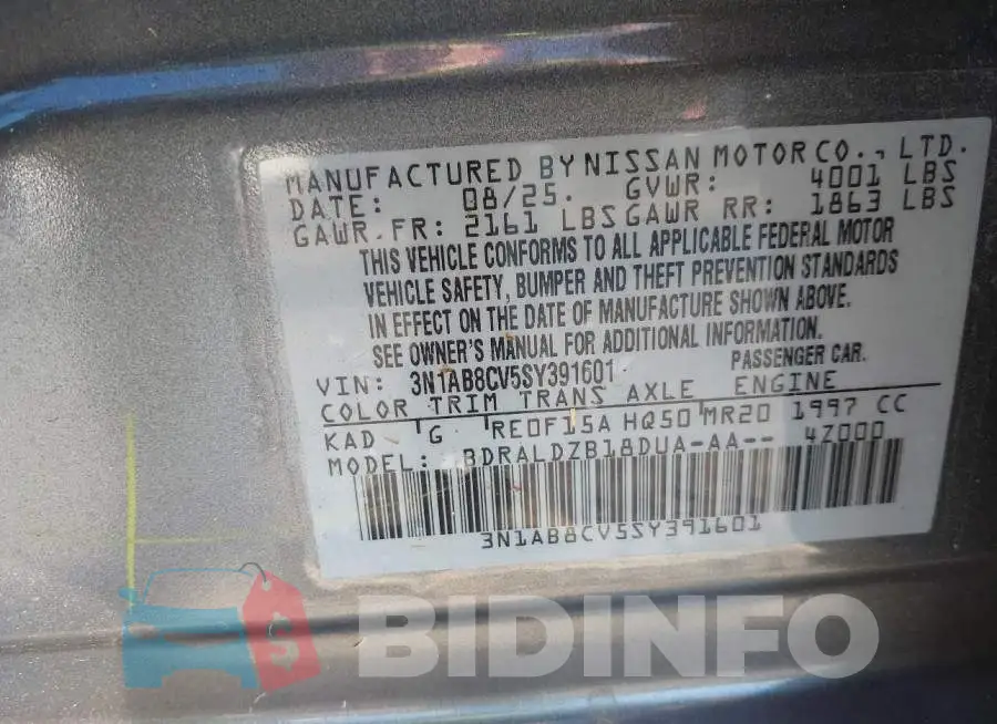 3N1AB8CV5SY391601 Photo# 9