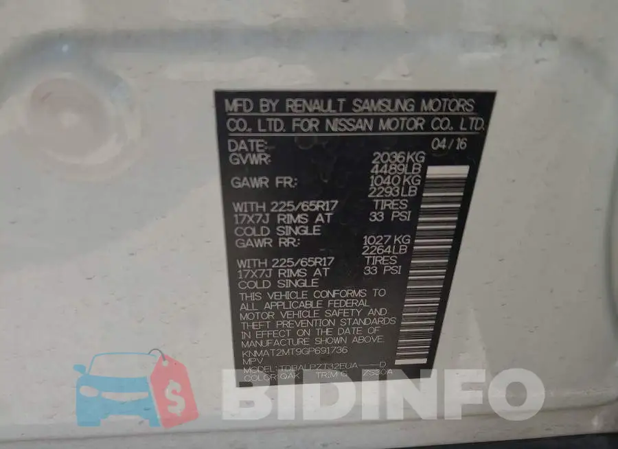 KNMAT2MT9GP691736 Photo# 9