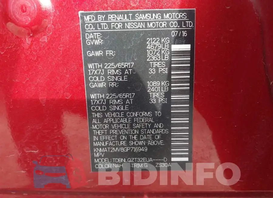 KNMAT2MV8GP716949 Photo# 10