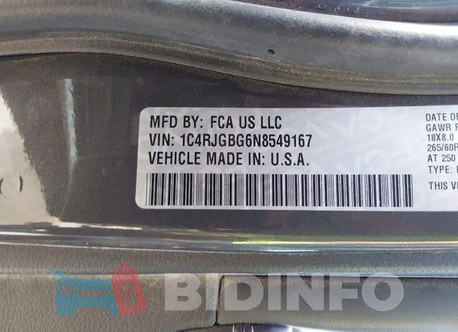 1C4RJGBG6N8549167 Photo# 9