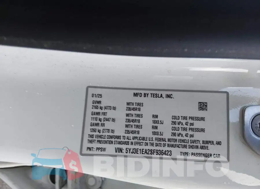5YJ3E1EA2SF936423 Photo# 9