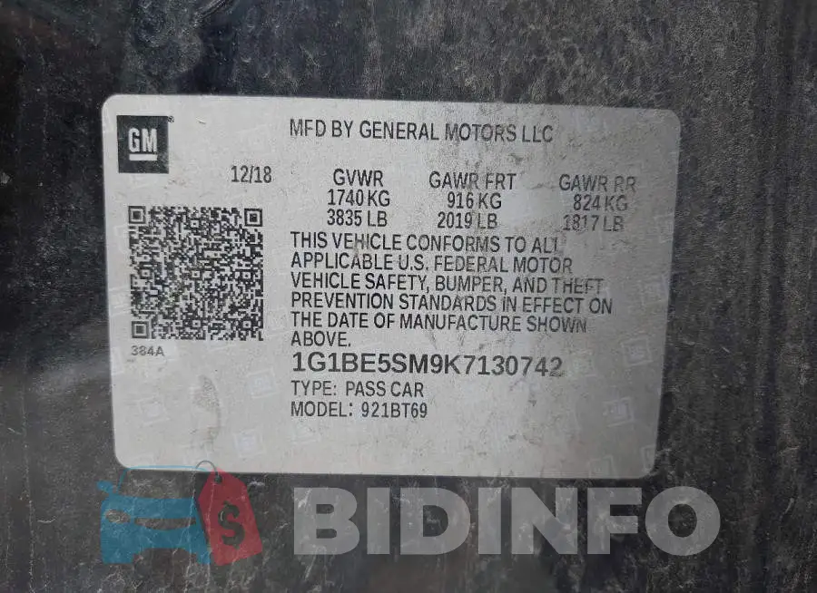 1G1BE5SM9K7130742 Photo# 9