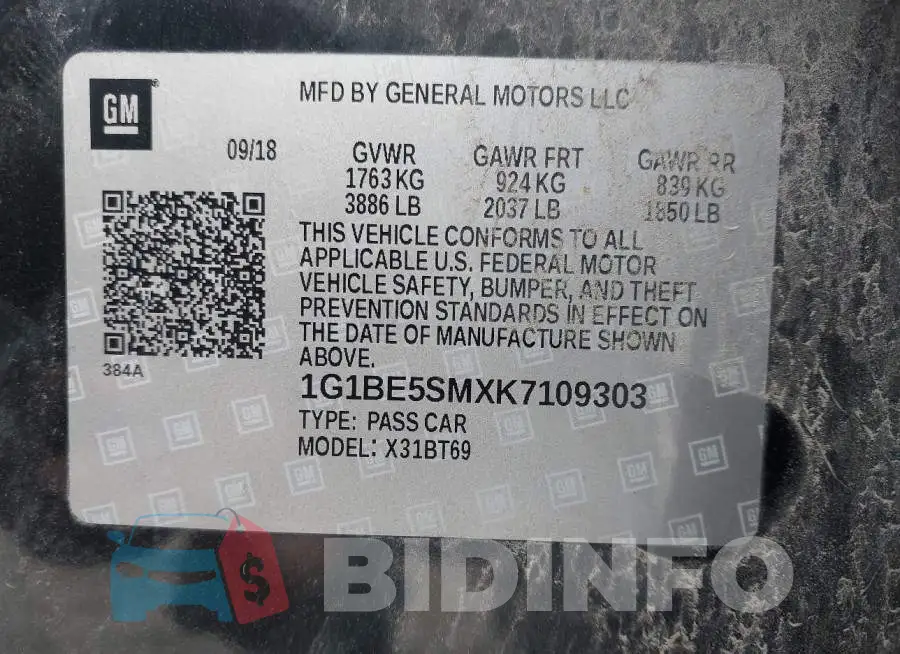 1G1BE5SMXK7109303 Photo# 9