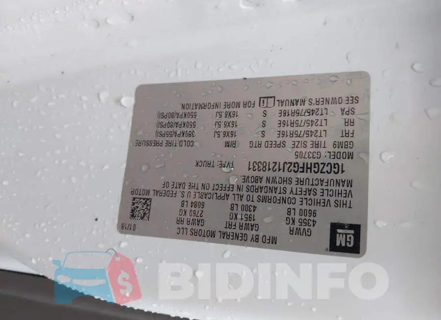 1GCZGHFG2J1218331 Photo# 9