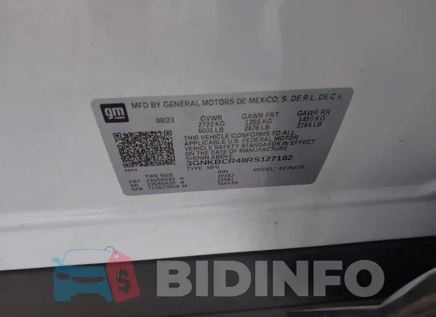 3GNKBCR48RS127182 Photo# 9