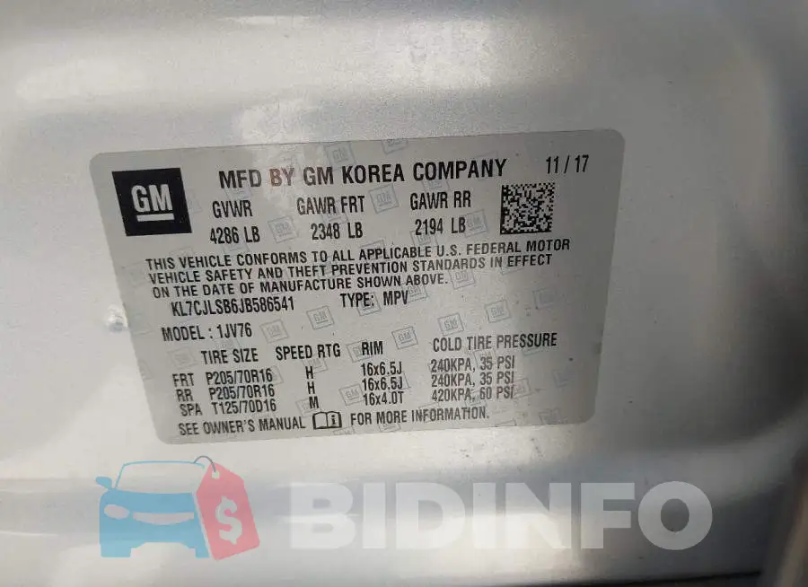 KL7CJLSB6JB586541 Photo# 9