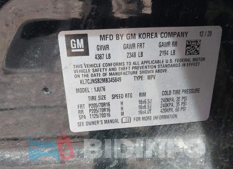 KL7CJNSB2MB345849 Photo# 9