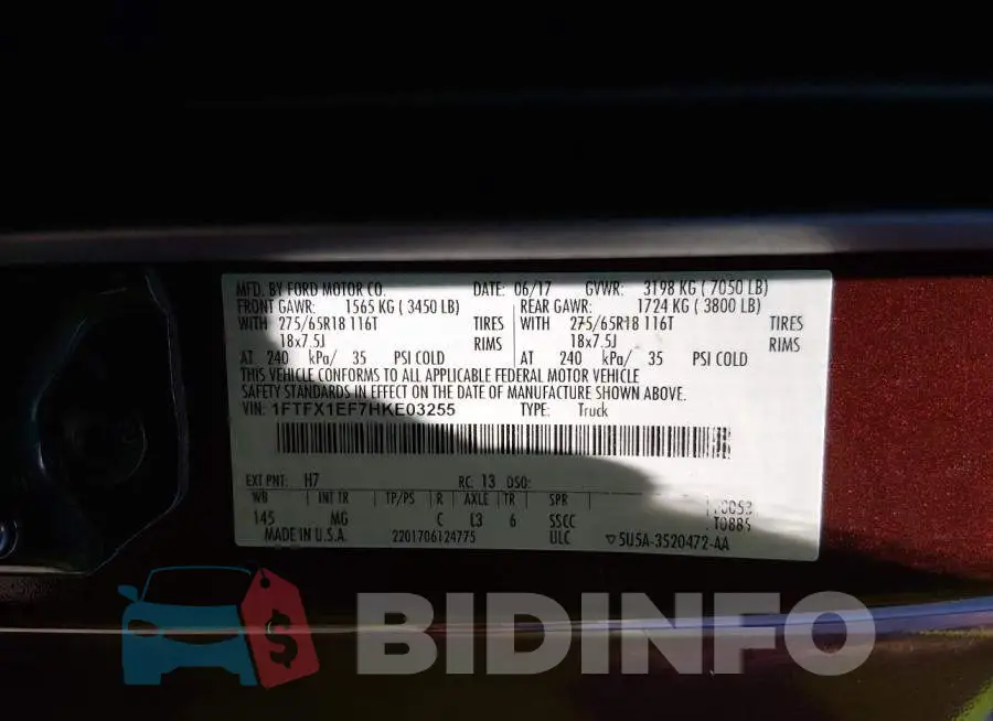 1FTFX1EF7HKE03255 Photo# 9