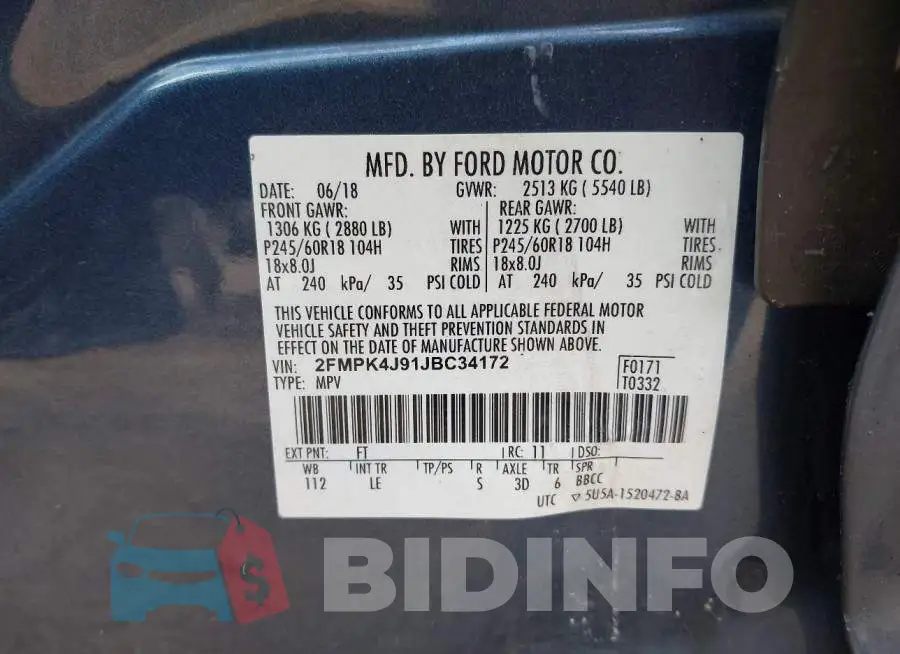 2FMPK4J91JBC34172 Photo# 9