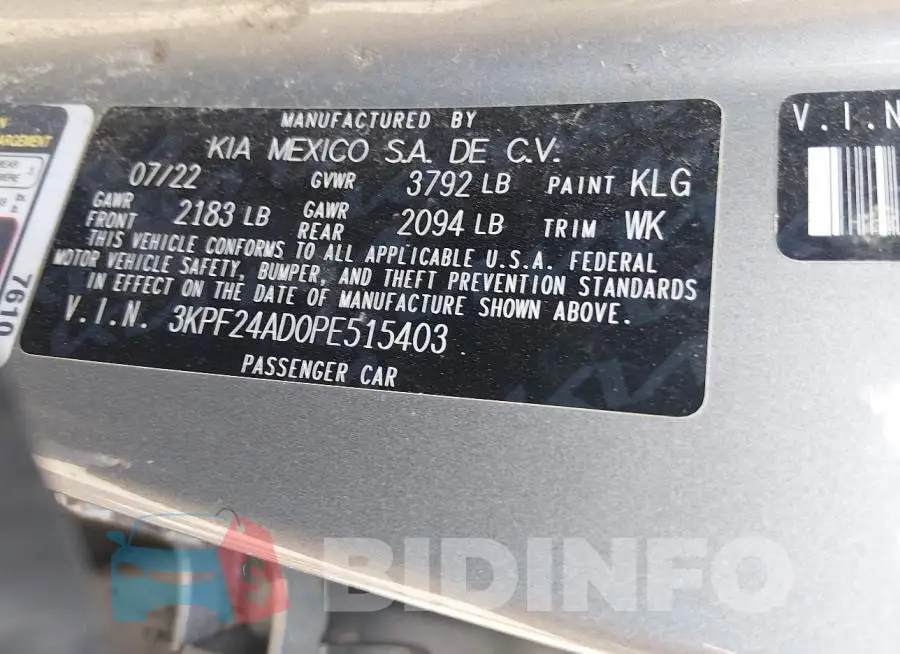 3KPF24AD0PE515403 Photo# 9