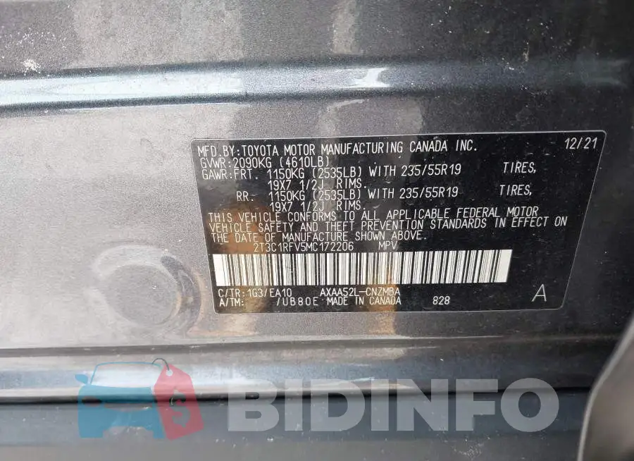 2T3C1RFV5MC172206 Photo# 9