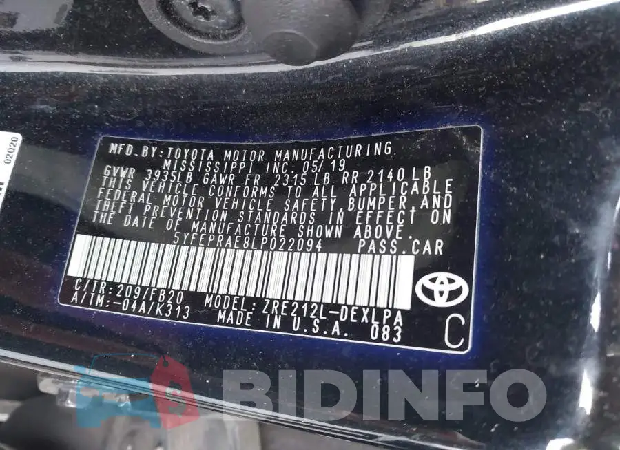 5YFEPRAE8LP022094 Photo# 9