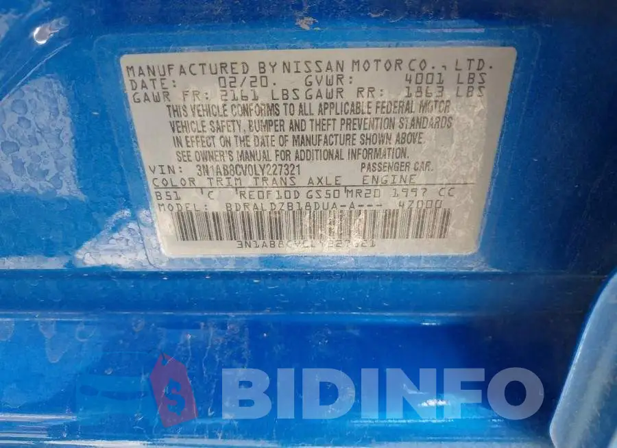 3N1AB8CV0LY227321 Photo# 9