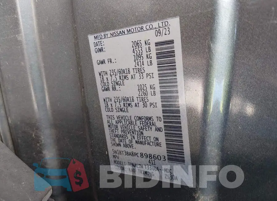 5N1BT3BA8PC898603 Photo# 9