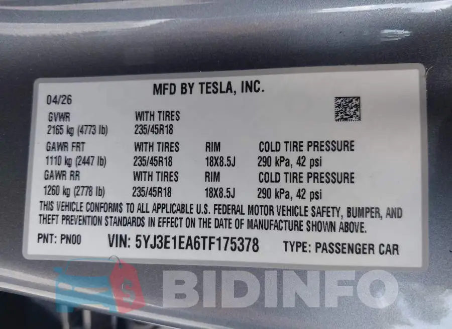 5YJ3E1EA6TF175378 Photo# 9