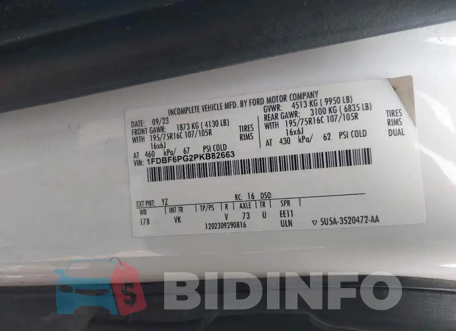1FDBF6PG2PKB82663 Photo# 9