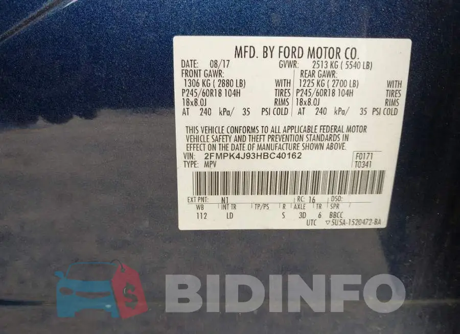 2FMPK4J93HBC40162 Photo# 9