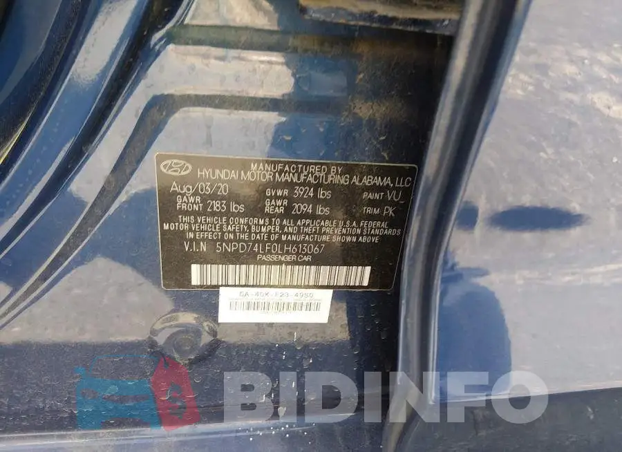 5NPD74LF0LH613067 Photo# 9
