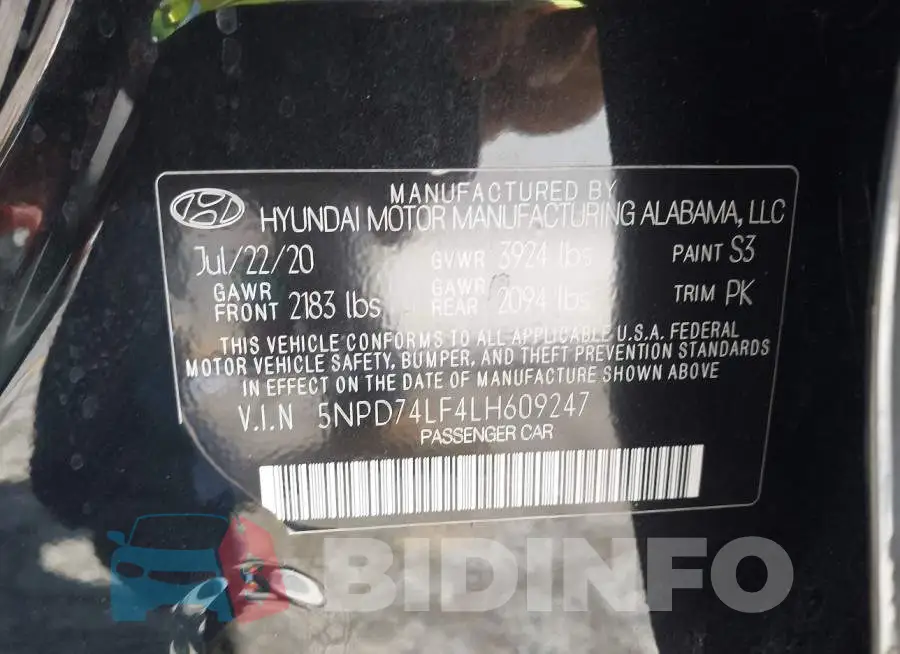 5NPD74LF4LH609247 Photo# 9