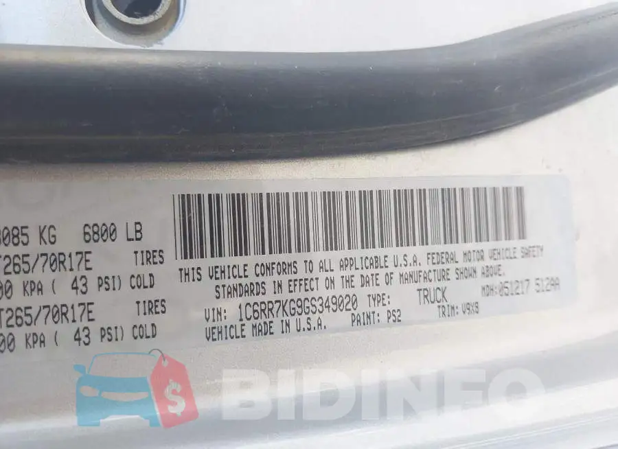 1C6RR7KG9GS349020 Photo# 9