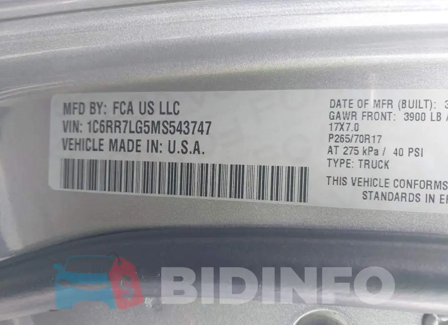 1C6RR7LG5MS543747 Photo# 9