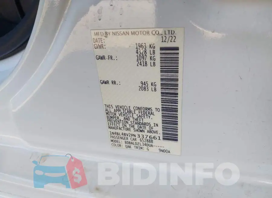 1N4BL4BV2PN337661 Photo# 9