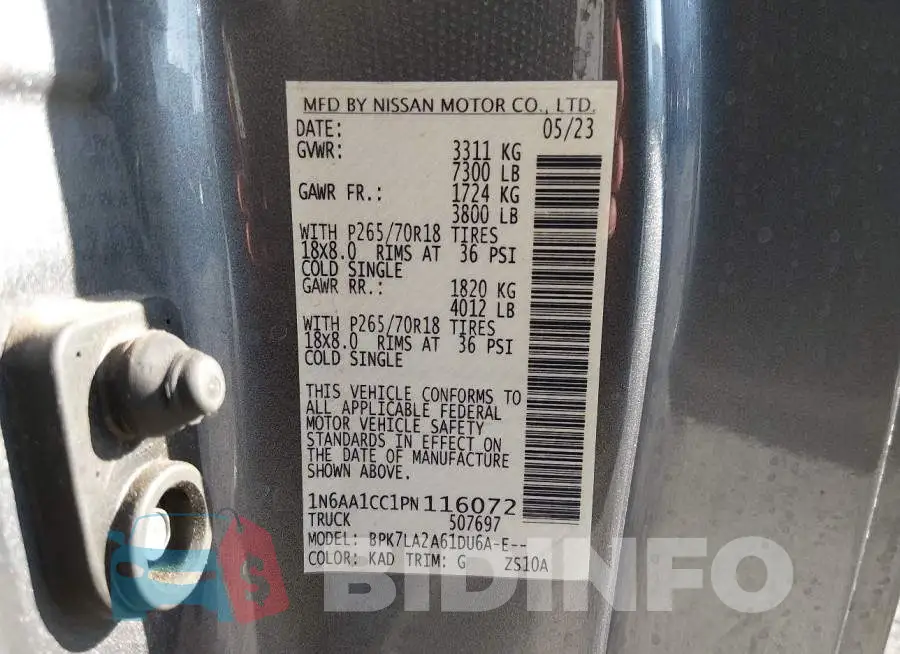 1N6AA1CC1PN116072 Photo# 9
