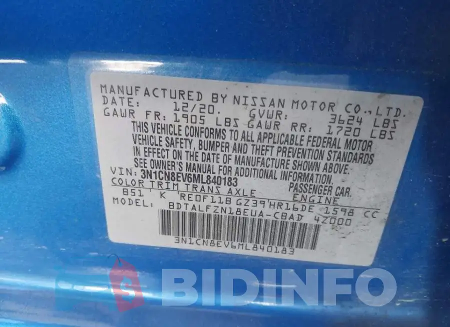 3N1CN8EV6ML840183 Photo# 9