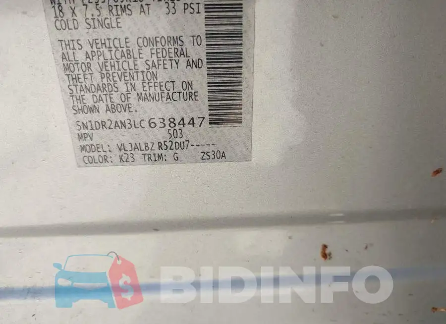 5N1DR2AN3LC638447 Photo# 9