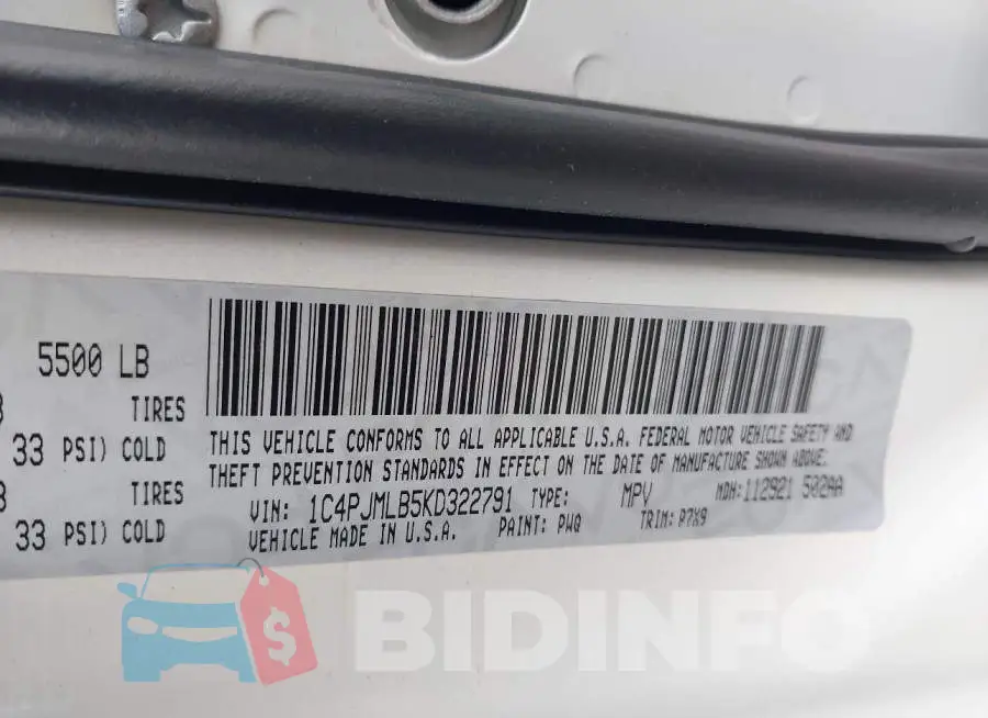 1C4PJMLB5KD322791 Photo# 9