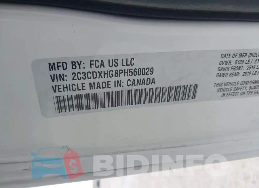 2C3CDXHG8PH560029 Photo# 9