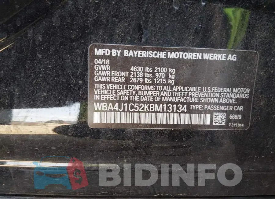 WBA4J1C52KBM13134 Photo# 9