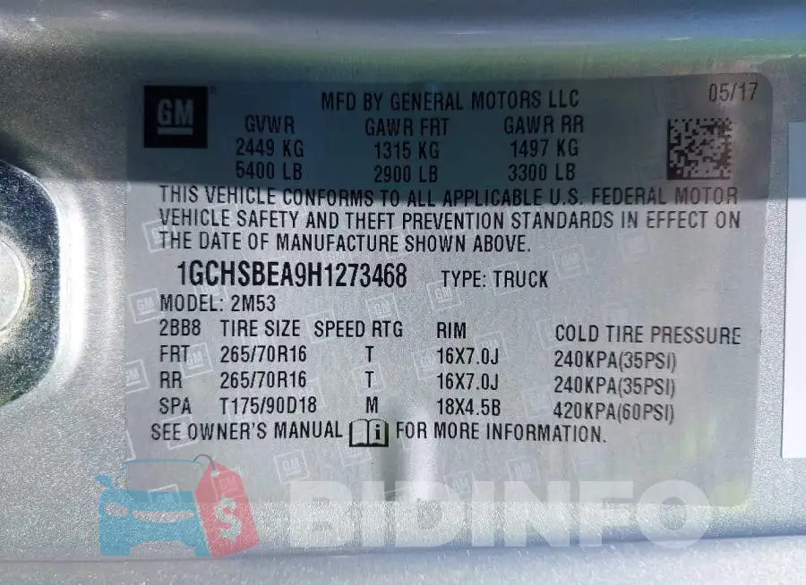 1GCHSBEA9H1273468 Photo# 9