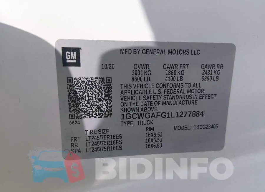 1GCWGAFG1L1277884 Photo# 9