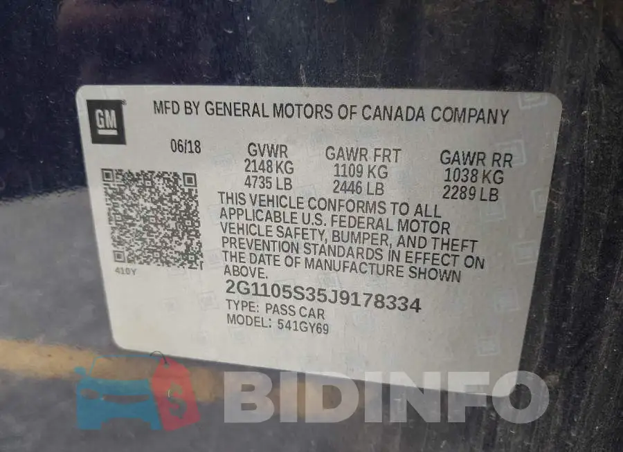 2G1105S35J9178334 Photo# 9